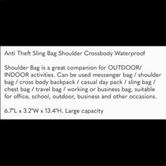 Anti Theft Sling Bag Shoulder Crossbody Waterproof​ - Picture 6 of 8